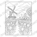 Tulip Field Windmill, Framed Pre-Drawn Sip & Paint Canvas, 8x10 – Arts from the Heart SXM