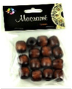 Macramé Beads,  Brown Barrel 15pcs