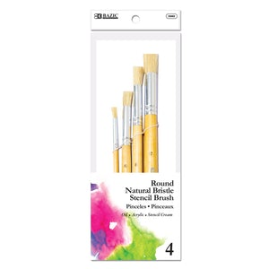 BAZIC Round Natural Bristle Stencil Brush (4/Pack),