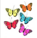 Touch of Nature 5.25” Glitter Butterfly Assortment Yellow, Orange, Teal, Pink and Red on a clip, 5pc