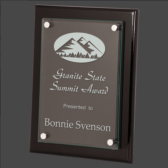 FPG2912 - 9" x 12" Black Piano Finish Floating Glass Plaque