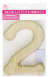 WOOD NUMBER BEVEL CUT (NAT) "1" H6IN T1.1CM