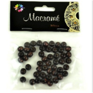 Macramé Beads, Dark Brown Round, 50pcs