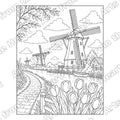 Windmill and Tulip Canal, Framed Pre-Drawn Sip & Paint Canvas, 8x10 – Arts from the Heart SXM