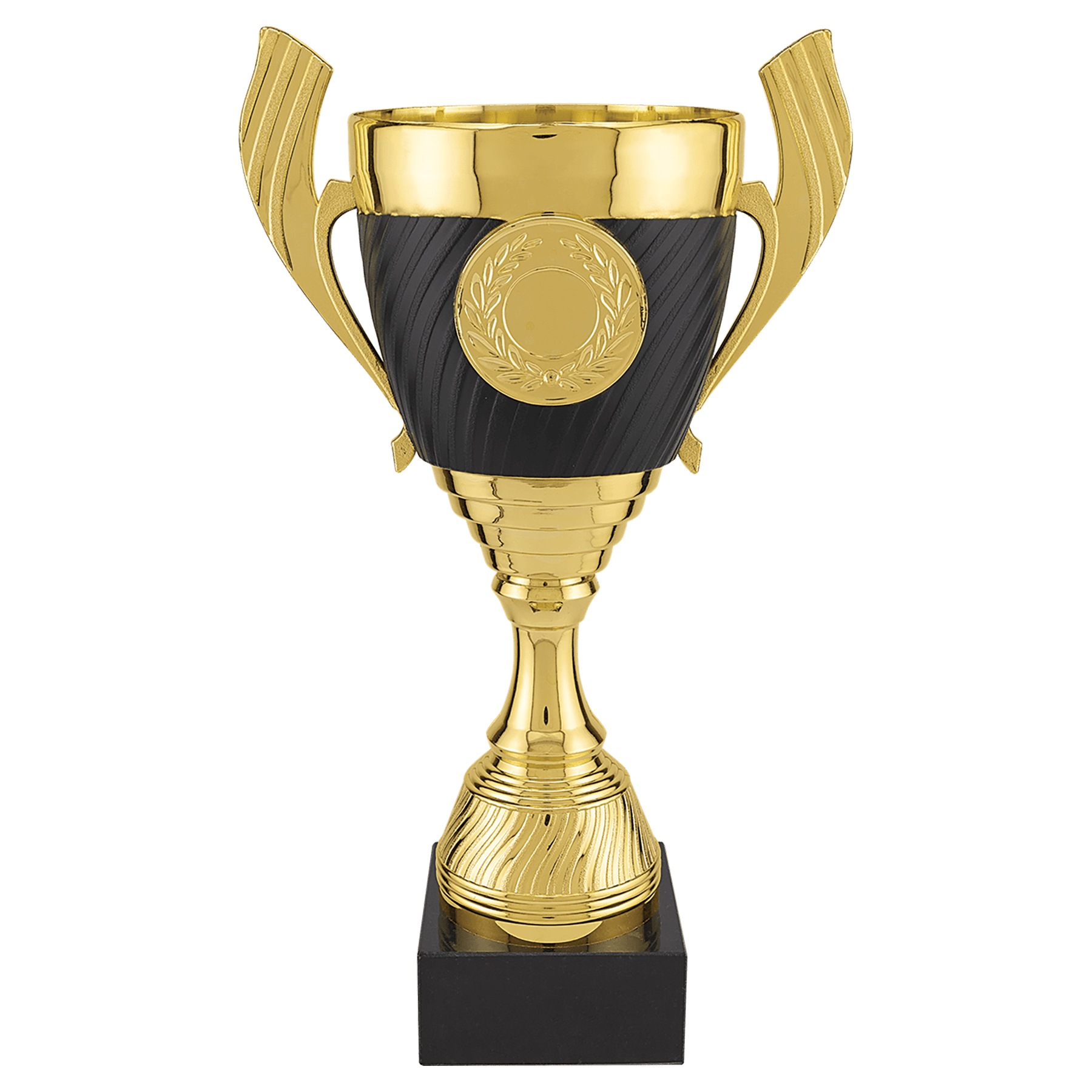 11" Gold with Black Completed Plastic Cup Trophy with Black Marble Base