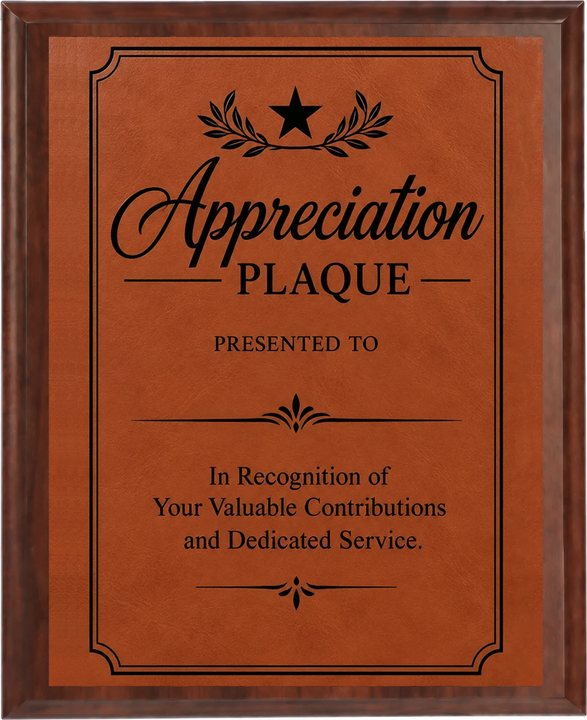 Leatherette plate plaque