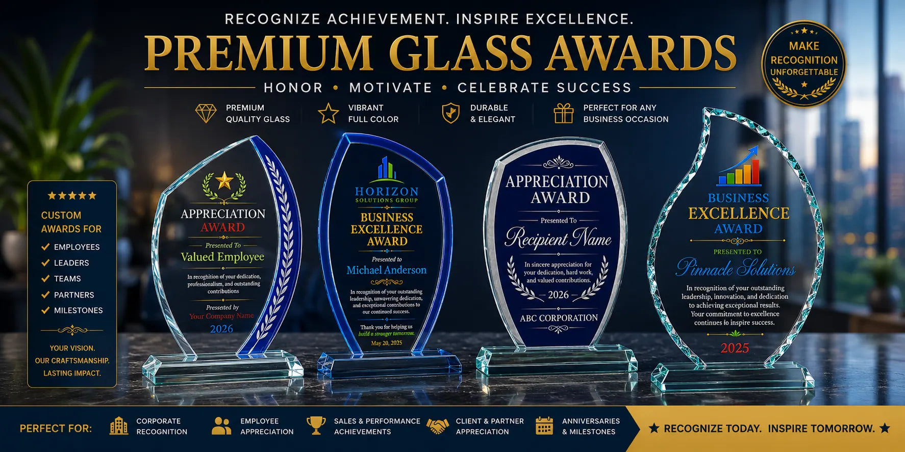 Crystal and glass awards